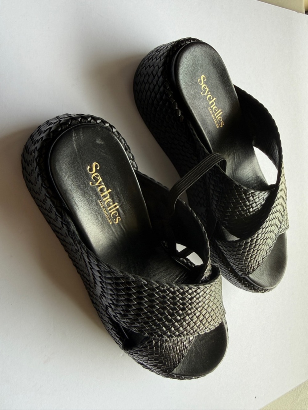 Seychelles Black Woven Platform Slide Sandals - Picture 8 of 11